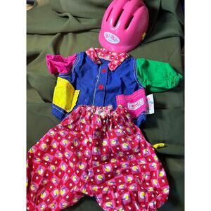 Vtg Zapf Creations Baby Born Pink Helmet Shirt Pants